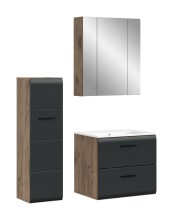 Badezimmer-Set >Ice< in Nox Oak / Schwarz - 105x185x46cm (BxHxT)