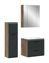 Badezimmer-Set >Ice< in Nox Oak / Schwarz -...