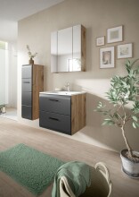 Badezimmer-Set >Ice< in Nox Oak / Schwarz - 105x185x46cm (BxHxT)