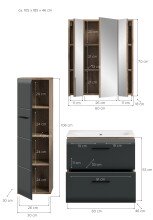 Badezimmer-Set >Ice< in Nox Oak / Schwarz - 105x185x46cm (BxHxT)