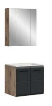 Badezimmer-Set >Ice< in Nox Oak / Schwarz - 60x185x46cm (BxHxT)