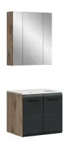 Badezimmer-Set >Ice< in Nox Oak / Schwarz -...