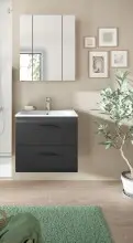 Badezimmer-Set >Ice< in Nox Oak / Schwarz -...