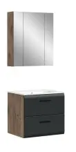 Badezimmer-Set >Ice< in Nox Oak / Schwarz -...
