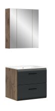 Badezimmer-Set >Ice< in Nox Oak / Schwarz -...