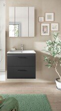 Badezimmer-Set >Ice< in Nox Oak / Schwarz -...