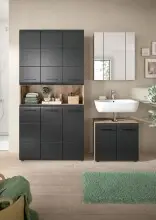 Badezimmer-Set >Ice< in Nox Oak / Schwarz -...