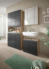 Badezimmer-Set >Ice< in Nox Oak / Schwarz - 165x185x46cm (BxHxT)