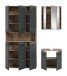Badezimmer-Set >Ice< in Nox Oak / Schwarz - 165x185x46cm (BxHxT)