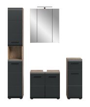 Badezimmer-Set >Ice< in Nox Oak / Schwarz - 150x185x46cm (BxHxT)