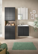 Badezimmer-Set >Ice< in Nox Oak / Schwarz -...