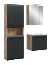 Badezimmer-Set >Ice< in Nox Oak / Schwarz -...