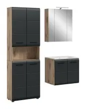 Badezimmer-Set >Ice< in Nox Oak / Schwarz -...
