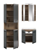 Badezimmer-Set >Ice< in Nox Oak / Schwarz - 135x185x46cm (BxHxT)