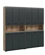 Badezimmer-Set >Ice< in Nox Oak / Schwarz -...