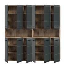 Badezimmer-Set >Ice< in Nox Oak / Schwarz - 180x185x30cm (BxHxT)