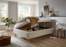 Polsterbett >Mattis mit BK< Liegefläche 140x200 cm, Poso Beige, Stellmaß: 161x105x218cm (BxHxT)