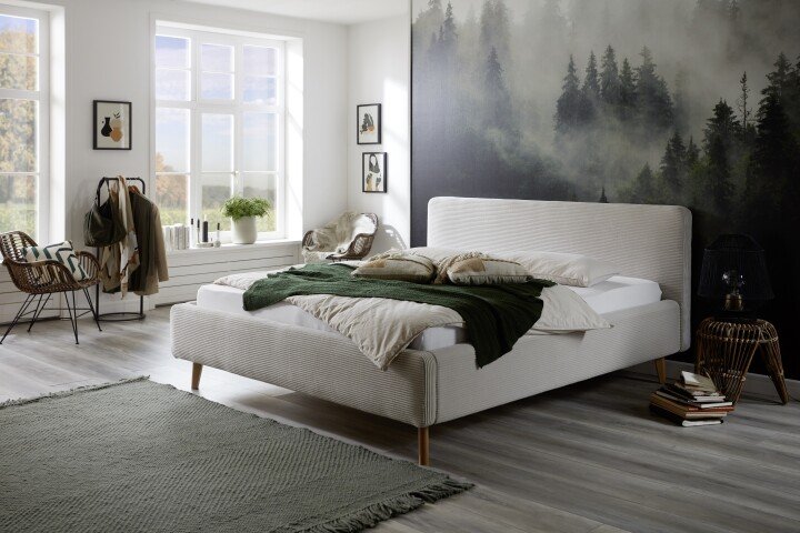 Polsterbett >Mattis mit BK< Liegefläche 180x200 cm, Poso Beige, Stellmaß: 201x105x218cm (BxHxT)