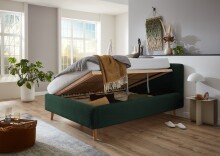 Polsterbett >Mattis mit BK< Liegefläche 140x200 cm, Dunkelgrün, Stellmaß: 161x105x218cm (BxHxT)