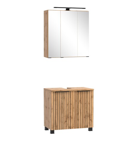 Badmöbel-Set >Nizza< (2-tlg.) in Wotaneiche - 60x35cm (BxT)