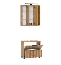 Badmöbel-Set >Nizza< (2-tlg.) in Wotaneiche - 60x35cm (BxT)