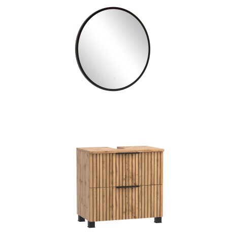 Badmöbel-Set >Nizza< (2-tlg.) in Wotaneiche - 60x35cm (BxT)