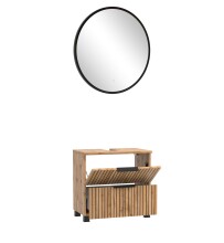 Badmöbel-Set >Nizza< (2-tlg.) in Wotaneiche - 60x35cm (BxT)