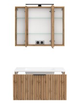 Waschtisch-Set >Nizza< (2-tlg.) in Wotaneiche, schwarz - 80x200x47cm (BxHxT)