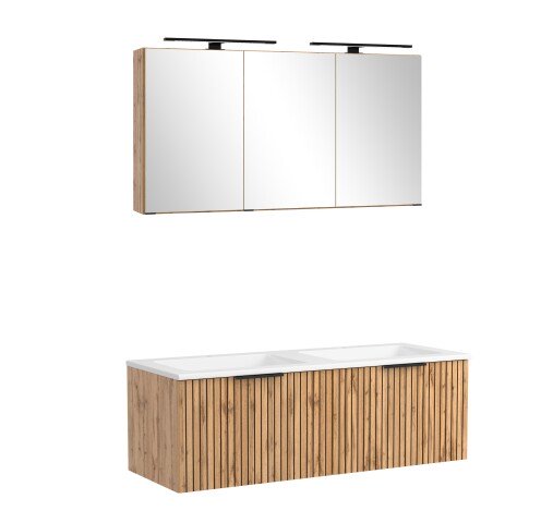 Waschtisch-Set >Nizza< (2-tlg.) in Wotaneiche, schwarz - 120x200x47cm (BxHxT)