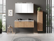 Waschtisch-Set >Nizza< (2-tlg.) in Wotaneiche, schwarz - 120x200x47cm (BxHxT)