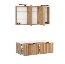 Waschtisch-Set >Nizza< (2-tlg.) in Wotaneiche, schwarz - 120x200x47cm (BxHxT)