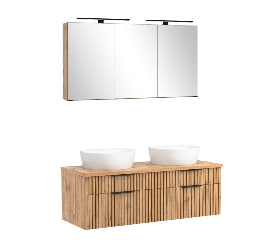 Waschtisch-Set >Nizza< in Wotaneiche, schwarz - 120x200x47cm (BxHxT)