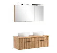 Waschtisch-Set >Nizza< in Wotaneiche, schwarz -...