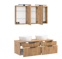 Waschtisch-Set >Nizza< in Wotaneiche, schwarz - 120x200x47cm (BxHxT)