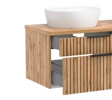 Waschtisch-Set >Nizza< in Wotaneiche, schwarz - 120x200x47cm (BxHxT)