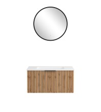Waschtisch-Set >Nizza< (2-tlg.) in Wotaneiche, schwarz - 80x200x47cm (BxHxT)