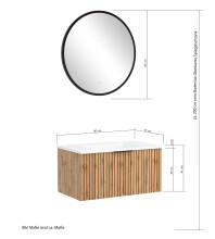 Waschtisch-Set >Nizza< (2-tlg.) in Wotaneiche, schwarz - 80x200x47cm (BxHxT)