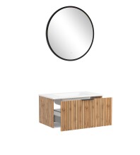 Waschtisch-Set >Nizza< (2-tlg.) in Wotaneiche, schwarz - 80x200x47cm (BxHxT)