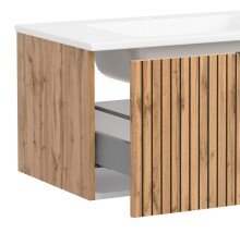 Waschtisch-Set >Nizza< (2-tlg.) in Wotaneiche, schwarz - 80x200x47cm (BxHxT)