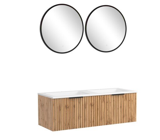 Waschtisch-Set >Nizza< (2-tlg.) in Wotaneiche, schwarz - 120x200x47cm (BxHxT)