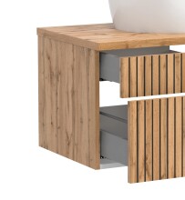 Waschtisch-Set >Nizza< (2-tlg.) in Wotaneiche, schwarz - 80x200x47cm (BxHxT)