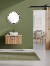 Waschtisch-Set >Nizza< (2-tlg.) in Wotaneiche, schwarz - 80x200x47cm (BxHxT)