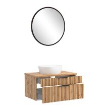 Waschtisch-Set >Nizza< (2-tlg.) in Wotaneiche, schwarz - 80x200x47cm (BxHxT)