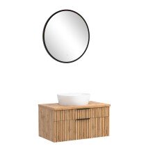 Waschtisch-Set >Nizza< (2-tlg.) in Wotaneiche, schwarz - 80x200x47cm (BxHxT)