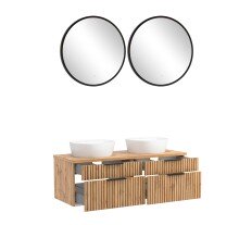 Waschtisch-Set >Nizza< (2-tlg.) in Wotaneiche, schwarz - 120x200x47cm (BxHxT)