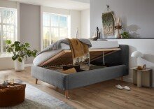 Polsterbett >Mattis mit BK< Liegefläche 140x200 cm, Poso Grau, Stellmaß: 161x105x218cm (BxHxT)