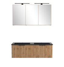 Waschtisch-Set >Nizza< (2-tlg.) in Wotaneiche, schwarz - 120x200x47cm (BxHxT)