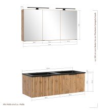 Waschtisch-Set >Nizza< (2-tlg.) in Wotaneiche, schwarz - 120x200x47cm (BxHxT)