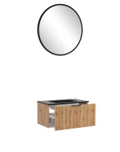 Waschtisch-Set >Nizza< (2-tlg.) in Wotaneiche, schwarz - 80x200x47cm (BxHxT)