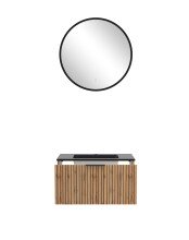 Waschtisch-Set >Nizza< (2-tlg.) in Wotaneiche, schwarz - 80x200x47cm (BxHxT)